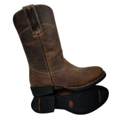 Bota Country Masculina Garotti Bico Redondo Cano Médio Couro Excalibur Red Brown - Sola Preta REF: 307 COD: 1512