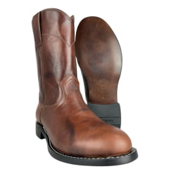 Bota Country Masculina Garotti Bico Redondo Couro Vitelo Pinhão Sola:1038 Preto Ref: 307- Cod:1507