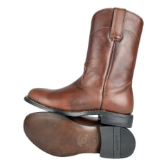 Bota Country Masculina Garotti Bico Redondo Couro Vitelo Pinhão Sola:1038 Preto Ref: 307- Cod:1507