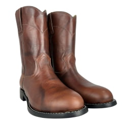 Bota Country Masculina Garotti Bico Redondo Couro Vitelo Pinhão Sola:1038 Preto Ref: 307- Cod:1507