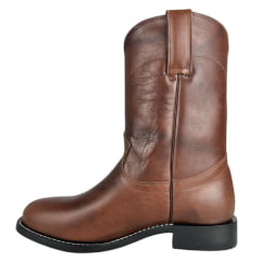Bota Country Masculina Garotti Bico Redondo Couro Vitelo Pinhão Sola:1038 Preto Ref: 307- Cod:1507