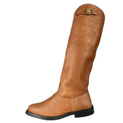 Bota Gaúcha Masculina Angoneze Campeira Costurada Bico Quadrado Couro Graxo Marrom Com Sola Preta Ref:810