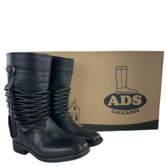Bota Gaúcha Sanfonada Masculina ADS Preto Solado De Borracha