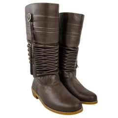 Bota Gaúcha Masculina Angoneze Couro Marrom Sanfonada Sola Couro Ref: 159