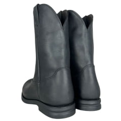 Bota Masculina Anatomic Gel Confort Couro Mustang Preto/Cost Preto Sola Magnum Ref:4590