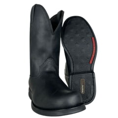 Bota Masculina Anatomic Gel Confort Couro Mustang Preto/Cost Preto Sola Magnum Preta/Vermelho Ref:4590