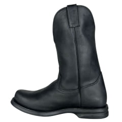Bota Masculina Anatomic Gel Confort Couro Mustang Preto/Cost Preto Sola Magnum Preta/Vermelho Ref:4590