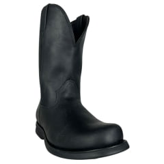 Bota Masculina Anatomic Gel Confort Couro Mustang Preto/Cost Preto Sola Magnum Preta/Vermelho Ref:4590