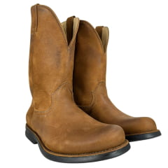 Bota Masculina Anatomic Gel Couro Confort Vintage Conhaque Café Sola Magnum Preta E Vermelha Ref:4590