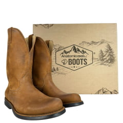 Bota Masculina Anatomic Gel Couro Confort Vintage Conhaque Café Sola Magnum Preta E Vermelha Ref:4590