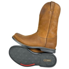 Bota Masculina Anatomic Gel Couro Confort Vintage Conhaque Café Sola Magnum Preta E Vermelha Ref:4590