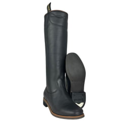 Bota Masculina Gaúcha Shaline Ginete Couro Preto Com Vira Bico Quadrado Solado Amazonas Preto Ref:545