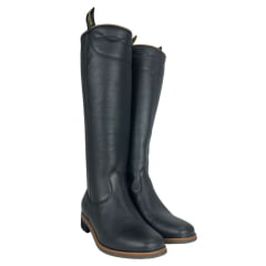 Bota Masculina Gaúcha Shaline Ginete Couro Preto Com Vira Bico Quadrado Solado Amazonas Preto Ref:545