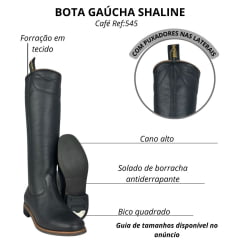 Bota Masculina Gaúcha Shaline Ginete Couro Preto Com Vira Bico Quadrado Solado Amazonas Preto Ref:545