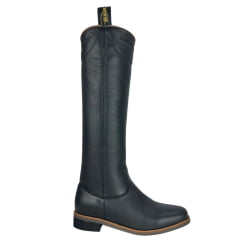 Bota Masculina Gaúcha Shaline Ginete Couro Preto Com Vira Bico Quadrado Solado Amazonas Preto Ref:545
