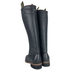 Bota Masculina Gaúcha Shaline Ginete Couro Preto Com Vira Bico Quadrado Solado Amazonas Preto Ref:545