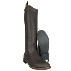 Bota Masculina Gaúcha Shaline Ginete Couro Tabaco Com Vira Bico Quadrado Solado Amazonas Preto Ref:545