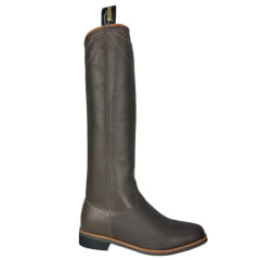 Bota Masculina Gaúcha Shaline Ginete Couro Tabaco Com Vira Bico Quadrado Solado Amazonas Preto Ref:545