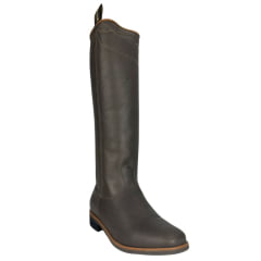 Bota Masculina Gaúcha Shaline Ginete Couro Tabaco Com Vira Bico Quadrado Solado Amazonas Preto Ref:545