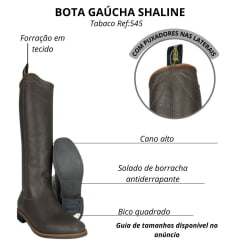 Bota Masculina Gaúcha Shaline Ginete Couro Tabaco Com Vira Bico Quadrado Solado Amazonas Preto Ref:545