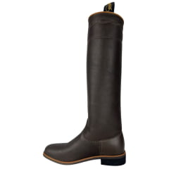 Bota Masculina Gaúcha Shaline Ginete Couro Tabaco Com Vira Bico Quadrado Solado Amazonas Preto Ref:545