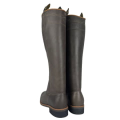 Bota Masculina Gaúcha Shaline Ginete Couro Tabaco Com Vira Bico Quadrado Solado Amazonas Preto Ref:545