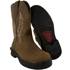 Bota Texana Masculina Goyazes Bico Redondo Couro Dakar Moucha Mouse REF:259401-CE Bota Texana Masculina Goyazes Bico Redondo Couro Dakar Moucha Mouse REF:259401-CE