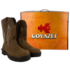 Bota Texana Masculina Goyazes Bico Redondo Couro Dakar Moucha Mouse REF:259401-CE