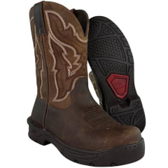 Bota Texana Masculina Goyazes Bico Redondo Dallas Tabaco/Dallas Furtacor Solado EDGE REF:249401-CE-01
