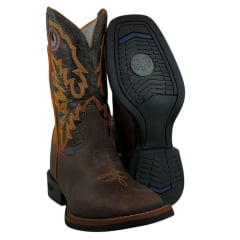 Bota Texana Durango Masculina Marrom Com Bordado Laranja