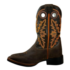 Bota Texana Durango Masculina Marrom Com Bordado Laranja
