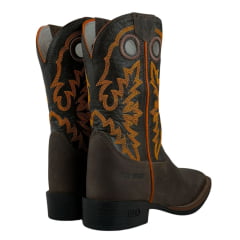 Bota Texana Durango Masculina Marrom Com Bordado Laranja