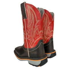 Bota Texana Masculina Marrom Durango Cano Vermelho Bordado Solado Work