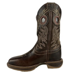 Bota Texana Marrom Masculina Durango Com Bordado no Cano Solado Jump