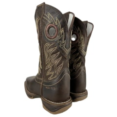 Bota Texana Marrom Masculina Durango Com Bordado no Cano Solado Jump