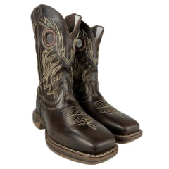 Bota Texana Marrom Masculina Durango Com Bordado no Cano Solado Jump