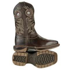 Bota Texana Marrom Masculina Durango Com Bordado no Cano Solado Jump