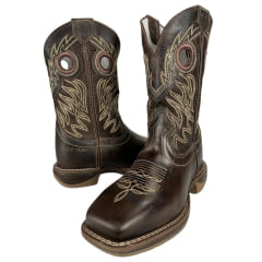 Bota Texana Marrom Masculina Durango Com Bordado no Cano Solado Jump