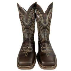 Bota Texana Marrom Masculina Durango Com Bordado no Cano Solado Jump