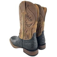 Bota Texana Masculina Goyazes Couro Rabo De Jacaré Preto Cano Dallas Marrom Ref:251503 JP08