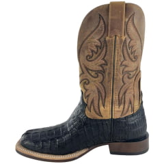 Bota Texana Masculina Goyazes Couro Rabo De Jacaré Preto Cano Dallas Marrom Ref:251503 JP08