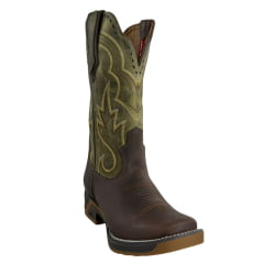 Bota Texana Masculina Goyazes Sprinter Café/Ambar Couro Dallas Café/Folha Cano Bordado REF: 254803-CS-03