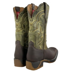 Bota Texana Masculina Goyazes Sprinter Café/Ambar Couro Dallas Café/Folha Cano Bordado REF: 254803-CS-03