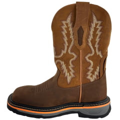 Bota Texana Masculina Goyazes Bico Quadrado Work Waterproof Nobuck Oil Café Terra 267402-CHK-07