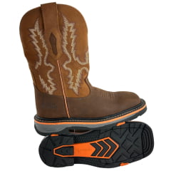 Bota Texana Masculina Goyazes Bico Quadrado Work Waterproof Nobuck Oil Café Terra 267402-CHK-07