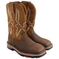 Bota Texana Masculina Goyazes Bico Quadrado Work Waterproof Nobuck Oil Café Terra 267402-CHK-07
