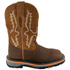 Bota Texana Masculina Goyazes Bico Quadrado Work Waterproof Nobuck Oil Café Terra 267402-CHK-07