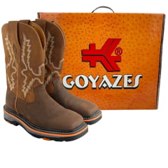Bota Texana Masculina Goyazes Bico Quadrado Work Waterproof Nobuck Oil Café Terra 267402-CHK-07