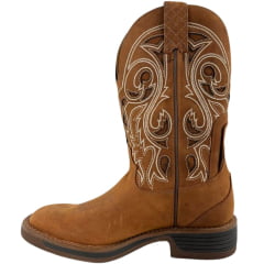 Bota Texana Masculina Goyazes Bico Quadrado Waterproof Caramelo Couro Nobuck Oil Terra Bordado - Ref:251505 -CHR- 07