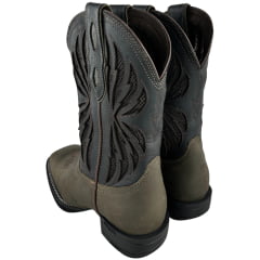Bota Texana Masculina Vimar Bico Quadrado Couro Crazy Horse/Fossil Mustang Preto 002 F-Ref:S1410